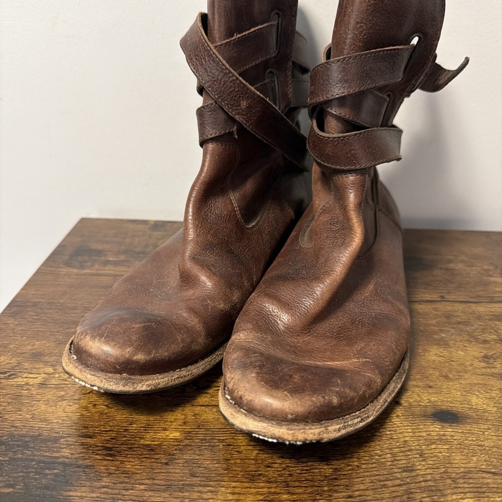 FRYE Shirley 77734 Strappy Short Boot, Brown Leather Ankle Strap Women's Sz 8.5B - Picture 4 of 14